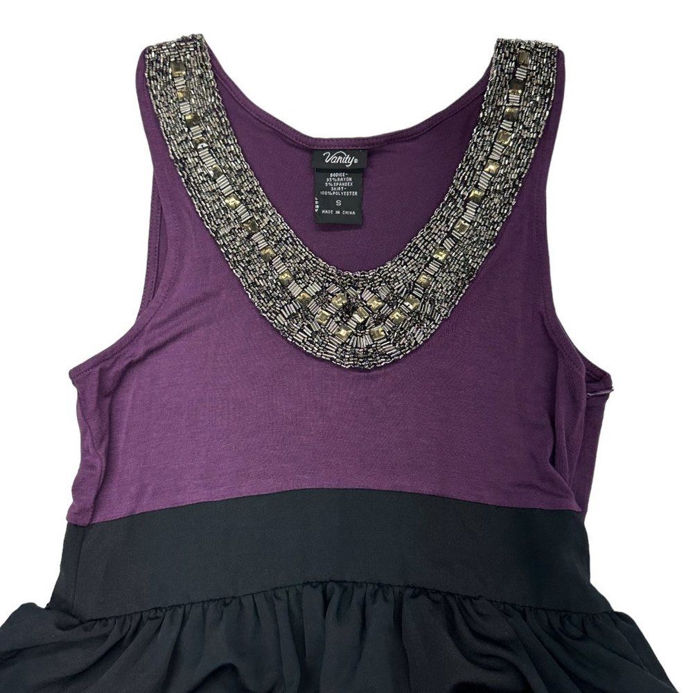 Vanity Sleeveless Beaded Ruffled Mini Dress (S) - Picture 3 of 7